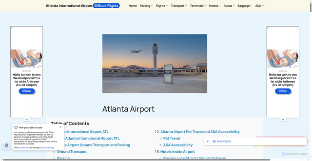 Security scan screenshot of https://atlantainternationalairport.org/