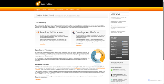 Security scan screenshot of https://www.igniterealtime.org