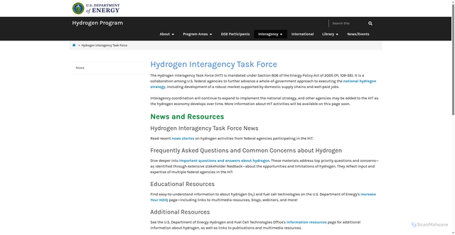 Security scan screenshot of https://www.hydrogen.energy.gov/interagency