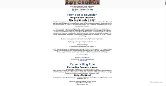 Security scan screenshot of https://boygeorge.com/