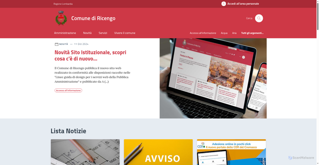 Security scan screenshot of https://comune.ricengo.cr.it/