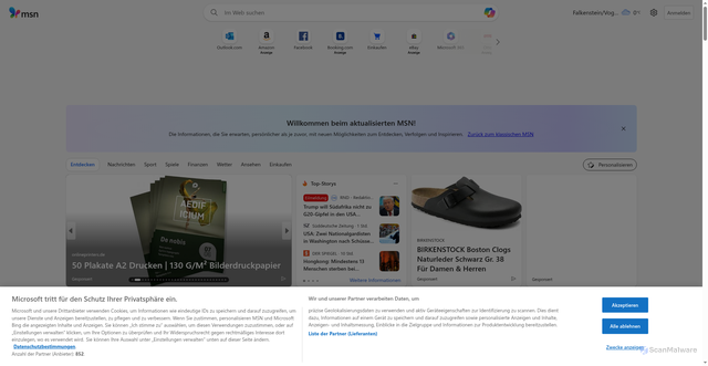 Security scan screenshot of https://www.msn.com/