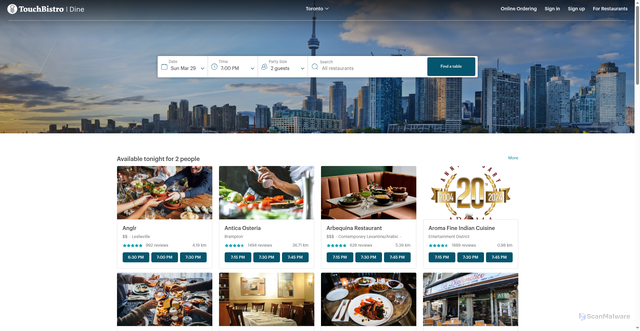 Security scan screenshot of https://tbdine.com