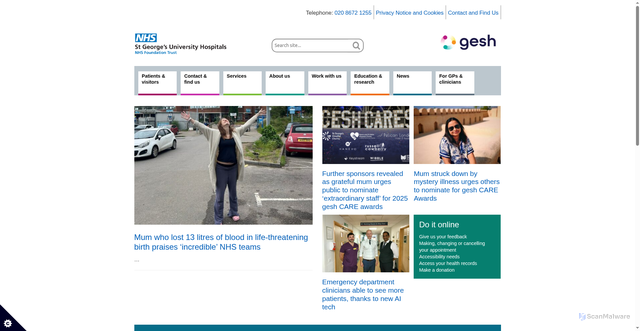 Security scan screenshot of https://www.stgeorges.nhs.uk/