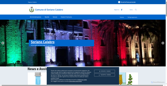 Security scan screenshot of https://www.comune.sorianocalabro.vv.it/