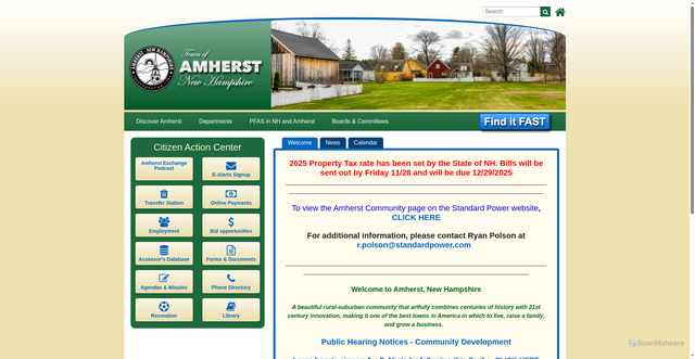Security scan screenshot of https://www.amherstnh.gov/
