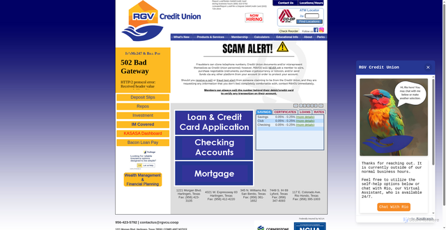 Security scan screenshot of https://rgvcreditunion.org/