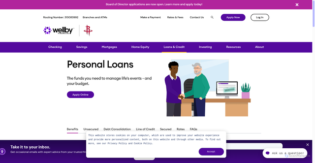 Security scan screenshot of https://www.wellbyfinancial.com/loan/personal-loans/