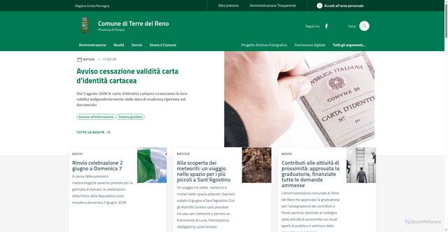 Security scan screenshot of https://www.comune.terredelreno.fe.it