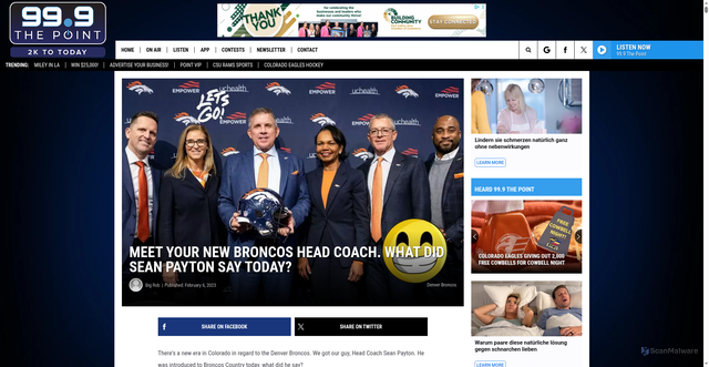 Security scan screenshot of https://999thepoint.com/meet-your-new-broncos-head-coach-what-did-sean-payton-say-today/