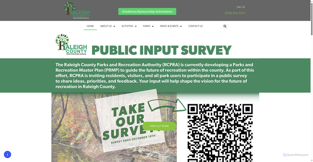 Security scan screenshot of https://raleighcountyparks.gov/