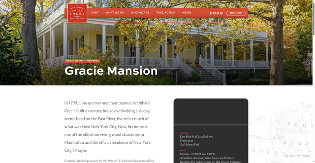 Security scan screenshot of https://historichousetrust.org/houses/gracie-mansion/