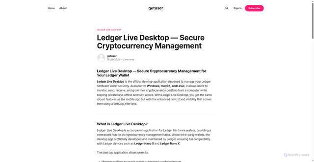 Security scan screenshot of https://getuser.ghost.io/desktop-en/