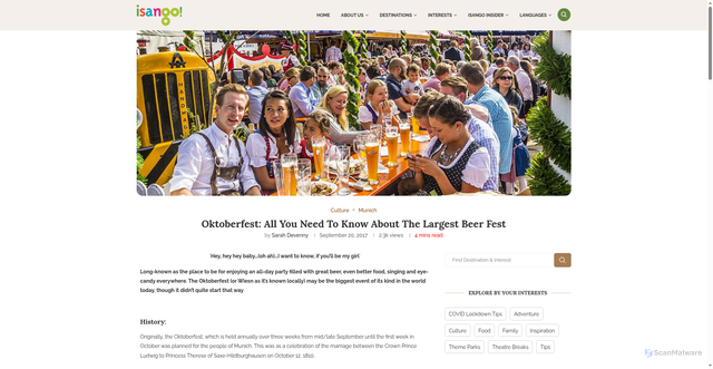 Security scan screenshot of https://www.isango.com/theguidebook/oktoberfest-all-you-need-to-know-about-the-largest-beer-fest/