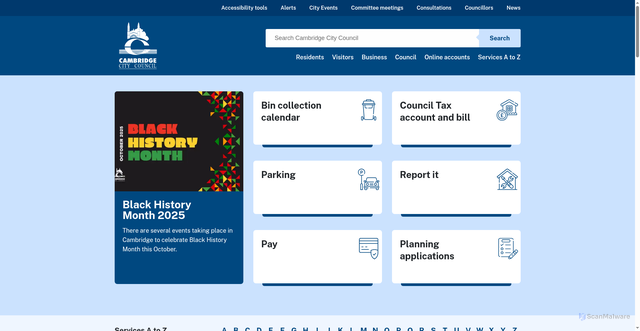 Security scan screenshot of https://www.cambridge.gov.uk/