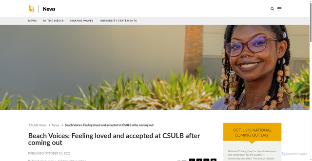 Security scan screenshot of https://www.csulb.edu/news/article/beach-voices-feeling-loved-and-accepted-at-csulb-after-coming-out