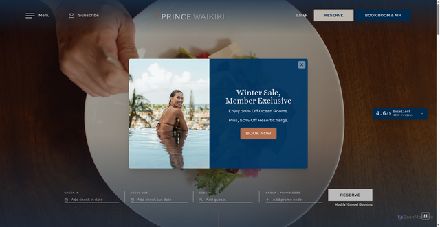 Security scan screenshot of https://www.princewaikiki.com/
