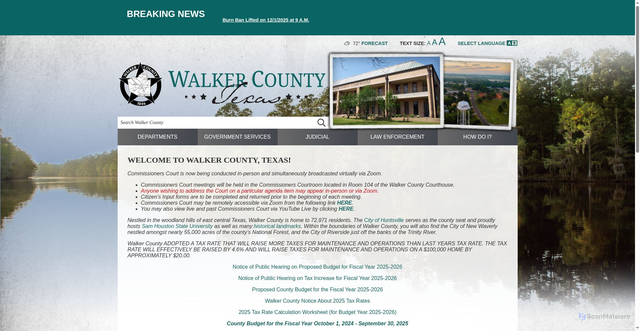 Security scan screenshot of https://www.co.walker.tx.us/