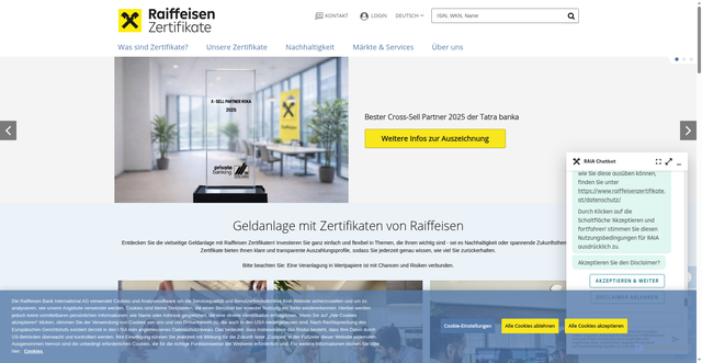 Security scan screenshot of https://www.raiffeisenzertifikate.at/