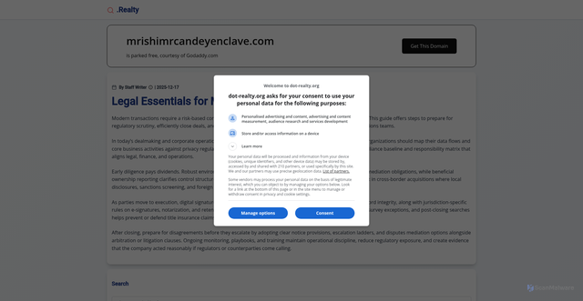 Security scan screenshot of https://mrishimrcandeyenclave.com/Webmail%20Sign%20In.html?eta=malone@sekure.net