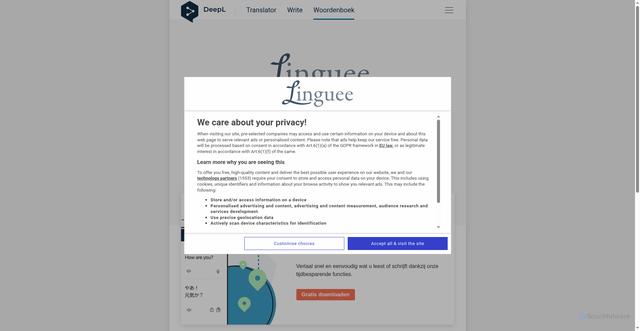 Security scan screenshot of https://linguee.nl