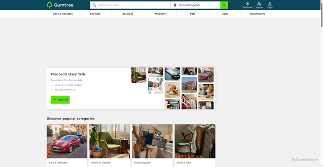 Security scan screenshot of https://www.gumtree.com