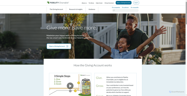 Security scan screenshot of https://www.fidelitycharitable.org/
