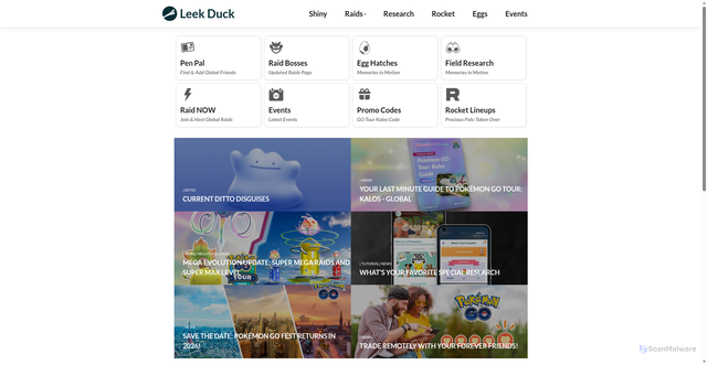 Security scan screenshot of https://leekduck.com