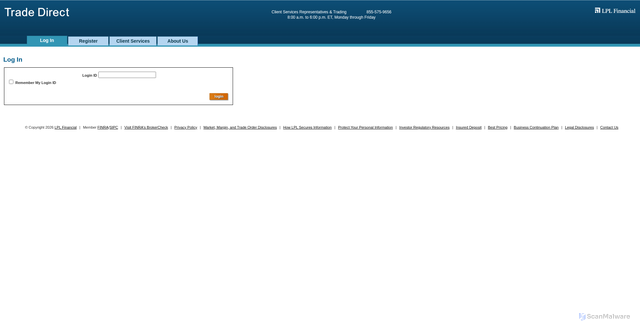 Security scan screenshot of https://tradedirect.lpl.com