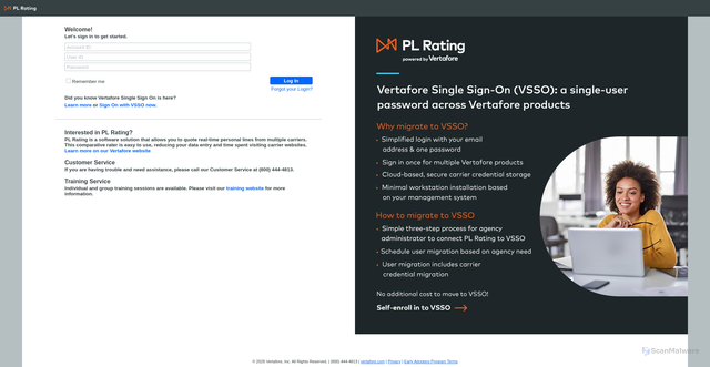 Security scan screenshot of https://rating.vertafore.com