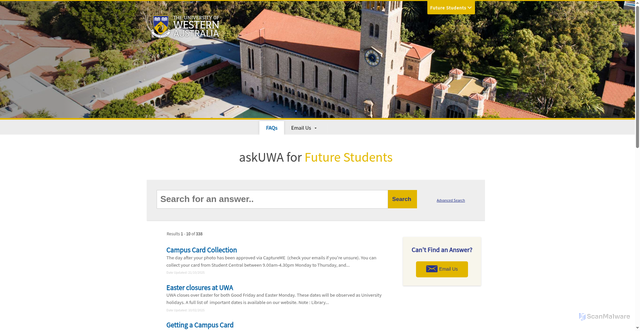 Security scan screenshot of https://ask.uwa.edu.au