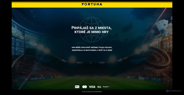 Security scan screenshot of https://www.ifortuna.sk/stavkovanie/americky-futbal/usa-4/ncaa-5/eastern-michigan-eagles-lindenwood-lions