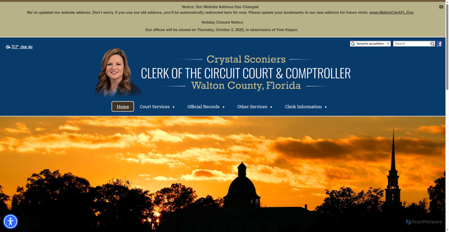 Security scan screenshot of https://waltonclerkfl.gov/