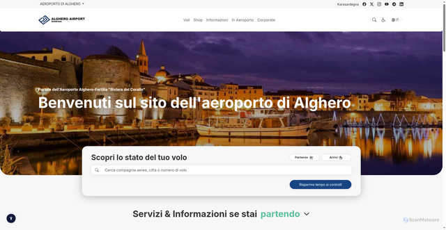 Security scan screenshot of https://www.aeroportodialghero.it