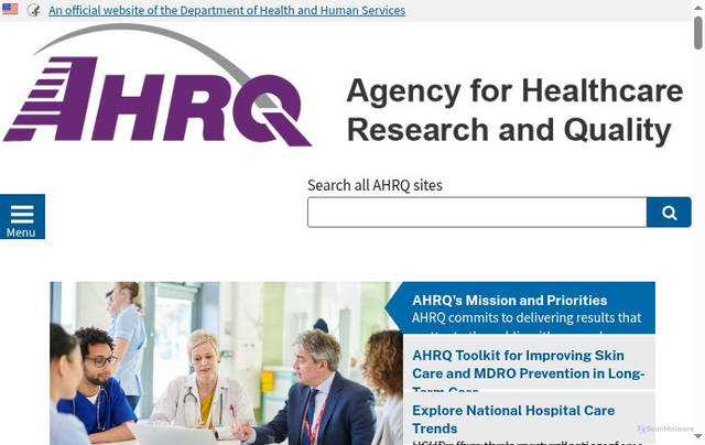 Security scan screenshot of https://www.ahrq.gov/