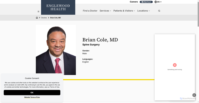 Security scan screenshot of https://www.englewoodhealth.org/providers/brian-cole