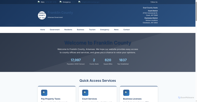 Security scan screenshot of https://franklincountyar.gov/