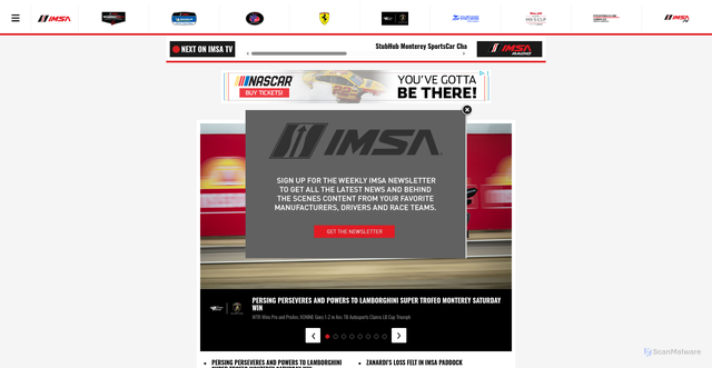 Security scan screenshot of https://imsa.com