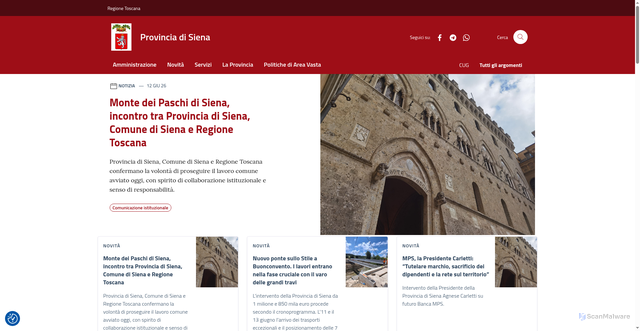 Security scan screenshot of https://www.provincia.siena.it