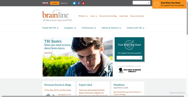 Security scan screenshot of https://www.brainline.org