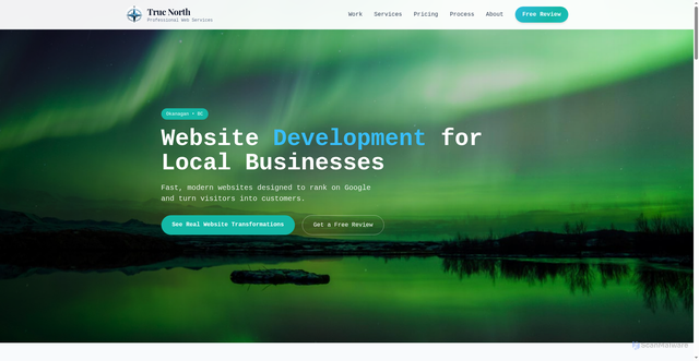 Security scan screenshot of https://truenorthwebsites.com/