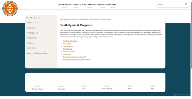 Security scan screenshot of https://www.wvc-ut.gov/861/Youth-Sports-Dance