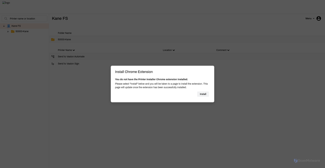 Security scan screenshot of https://kanefs.printercloud.com