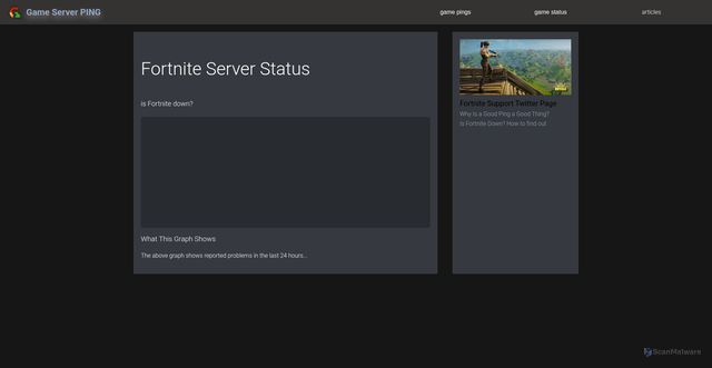 Security scan screenshot of https://gameserverping.com/status/fortnite-battle-royale/