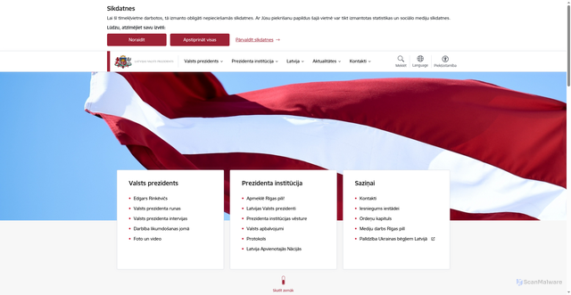 Security scan screenshot of https://www.president.lv