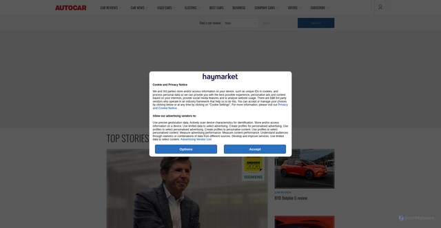 Security scan screenshot of https://autocar.co.uk