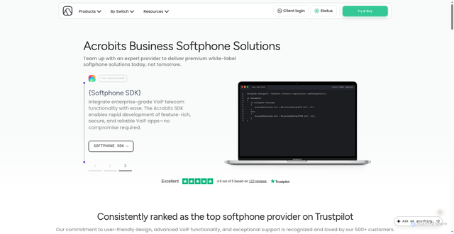 Security scan screenshot of https://acrobits.net