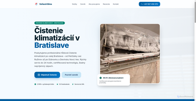 Security scan screenshot of https://vonavaklima.sk/bratislava