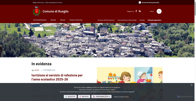 Security scan screenshot of https://www.comune.rueglio.to.it/it-it/home