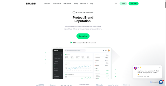 Security scan screenshot of https://brand24.com